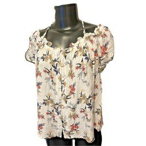 XL American Eagle Outfitters Junior Women's Off Shoulder Button Up Floral Blouse